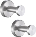APLusee Brushed Nickel Bathroom Towel Hooks, 304 Stainless Steel Coat Hook 2 Pack, Heavy Duty Towel Hanger for Bathroom, Wall Mounted