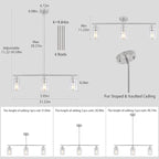 3 Lights Kitchen Island Lighting Brushed Nickel Pendant Light Fixtures with Glass Shade 31" Dining Room Chandeliers Adjustable Height Modern Linear Ceiling Hanging Light for Living Room, Foyer