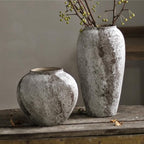Denique Rustic Ceramic Tall Floor Vase, Vintage Farmhouse Decor, Large Terracotta Vases for Living Room Entryway Table Centerpiece Decor, Terracotta Pottery Clay(C-35cm)