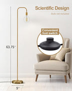 Oneach 63.75'' Industrial Antique Brass Gold Minimalist Floor Lamp for Living Room, Bedroom and Office