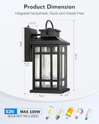 Dusk to Dawn Outdoor Lighting, Black 2 Pack Outside Lights for House with Gold Trim, Modern Exterior Light Fixtures, Outdoor Wall Lanterns for Porch, Garage, Doorway, Anti-Rust, Waterproof