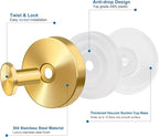 Suction Cup Hooks for Shower Towels Robes, Heavy Duty Wreaths Hangers Hooks Stainless Steel, No Drill on Smooth Wall,Glass,Mirror, Tile in Bedroom Kitchen to Hang Swimsuit Washcloths (4, Gold)
