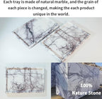 Real Luxurious Vanity Tray Natural Genuine Marble Storage Tray for Home Decor Stone Tray for Bathroom/Kitchen/Vanity/Dresser Non-Resin/Non-Ceramic(Lilac)