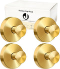 Suction Cup Hooks for Shower Towels Robes, Heavy Duty Wreaths Hangers Hooks Stainless Steel, No Drill on Smooth Wall,Glass,Mirror, Tile in Bedroom Kitchen to Hang Swimsuit Washcloths (4, Gold)
