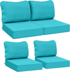 AAAAAcessories Outdoor Deep Seat Cushions, Waterproof, Fade-Resistant Patio Furniture Replacement Cushions, Set of 4, 24" x 24" x 5",Turquoise Blue