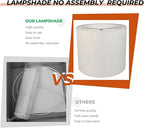 12" Wx 10" H Drum Lampshades, No Assembly Required, Fabric Lampshade for Table Lamp, Bedside Lamp, Floor Lamp, Metal Spider Fitter, Linen