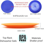 KX-WARE Plastic Plates Set of 12 - Unbreakable and Reusable 9.875 inches Dinner Plates, Multicolor | Dishwasher Safe, BPA Free