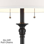 360 Lighting Spenser Traditional 58" Tall Standing Floor Lamp Skinny Pole Pull Chain Satin Black Metal Living Room Bedroom House Reading Office Home Decor Entryway Dining Indoor Family White Shade