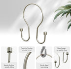 AmazerBath Shower Curtain Hooks Shower Curtain Rings with Cylindrical Design, Metal Nickel Shower Curtain Hooks Rust Proof, Smooth Glide Double Shower Hooks Rings for Shower Curtain