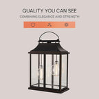 Modern Farmhouse Lanterns, Black Plastic Clear Glass Shade Lanterns Decor –3AA Battery Powered, with 2 G100 LED Vintage Bulbs & Timer(6/18),Ideal for Porch, Patio, Indoor Tables & Mantelpiece.