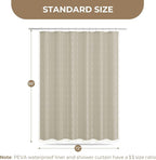 downluxe Linen Texture 3 in 1 Farmhouse Shower Curtain Set with Tassel, Boho Fabric Shower Curtains for Bathroom, Taupe, 72W x 96L