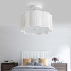 3-Light Woven Snow Plum Blossom Ceiling Light - Boho Handwoven Rattan Bedroom Fixture, 13-14 Inch Natural Fiber Flush Mount for Nursery