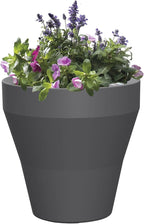 Crescent Garden Rim TruDrop Planter, Self-Watering Plant Pot, 22-Inch (Slate)