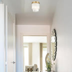 ALICE HOUSE 8-Inch Flush Mount Ceiling Light with Capiz Shells, Brushed Brass Finish, Modern Coastal Farmhouse Light Fixture for Entryway, Hallway, Kitchen, Bedroom, Laundry Room AL2908-S1