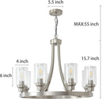 Modern Chandelier Brushed Nickel Finish 8 Lights, Dining Room Lighting Fixtures Hanging Industrial Pendant Lighting for Kitchen Island