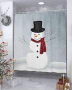 Vandarllin Custom Christmas Snowman Bathroom Shower Curtain,Waterproof Polyester Fabric -Blue Red White-Extra Long 72" x 84"
