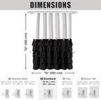 Seasonwood Black and White Farmhouse Shower Curtain 72 x 72 Black Ruffle Shower Curtain with Vintage Buttons, Rustic Decorative Fabric Shower Curtains for Guest Bathroom, 72" x 72", Black and White