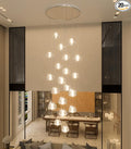 20-Light Modern Chandeliers for Entrance High Ceiling Chandelier Living Room Lights Fixture LED Ceiling Lamp Bubble Crystal Adjust Hanging Pendants Lighting for Stairwell Hallway Foyer
