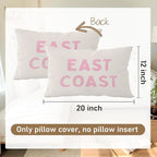 Pink Coastal Throw Pillow Cover 12x20, Preppy East Coast Coquette Pink Decor for Girls Room College Sofa Couch, Trendy Retro Dorm