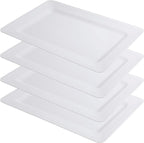 Beaded Serving Platters for Appetizer, Veggie, Charcuterie,Dessert, Set of 4, White Serving Trays for Party & Entertaining, Large Unbreakable Rectangular Party Platters,Serving Dishes