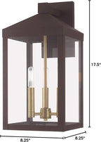 Livex 20584-07 Transitional Three Light Outdoor Wall Lantern from Nyack Collection in Bronze/Dark Finish