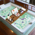 Bamboo Bathtub Tray for Luxury Bathroom, Expandable Premium Bath Tray with Soap Towel Book Holder, Luxury Spa Wooden Bath Table for Reading Laptop Over The Clawfoot Walnut