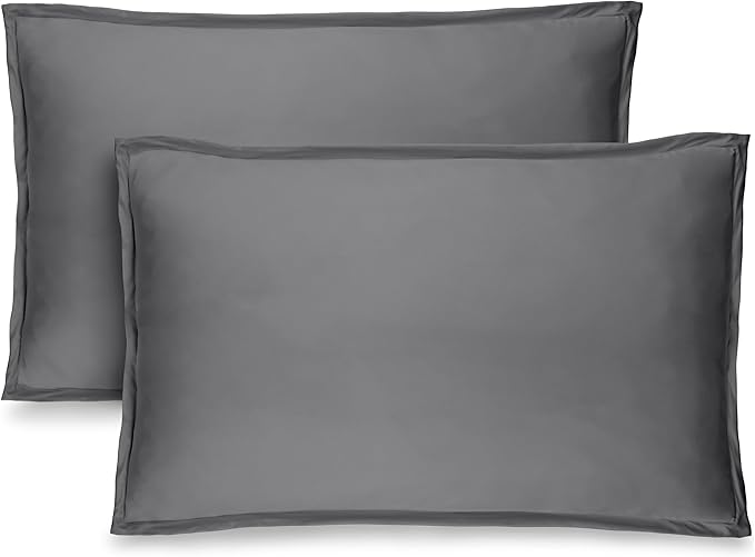 Bare Home Queen Pillow Sham Covers - Set of 2 - Premium 1800 Ultra-Soft Microfiber - Double Brushed - Pillows Not Included (Set of 2, Grey)