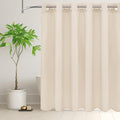 Hookless Linen Textured Shower Curtain Set, Hotel Luxury Style Cream Shower Curtain with See Through Top Window, Machine Washable & Water Repellent, 72W x 72L