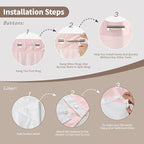 no Hook Shower Curtain and Liner Set，Boho Style with See Through Top Window, Pink Fabric Tufted Striped Textured Outer Curtain & Waterproof Inner Liner, Pink, 71Wx80H