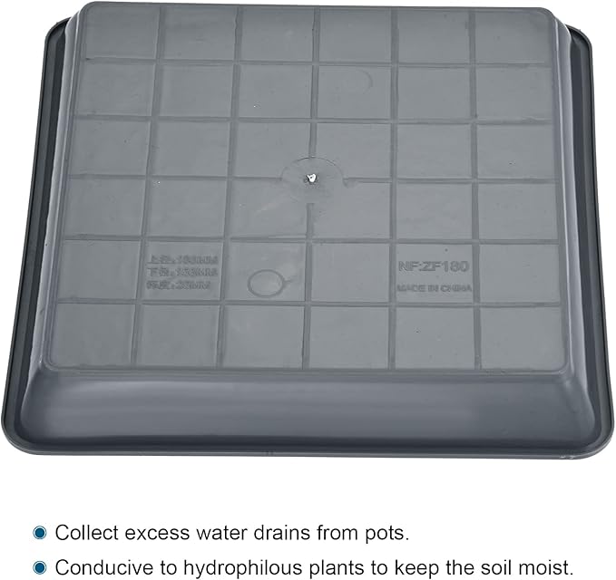 MECCANIXITY Plant Pot Saucer 7 Inch Plastic Square Flower Drip Tray for Indoor Outdoor, Gray Pack of 10