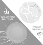 LIYH 48 Pcs Light Grey Plastic Wheat Straw Dinnerware Plates and Bowls Set,Camping Dish Set for 12, Dishwasher Safe Dinnerware Sets, Unbreakable Plates,Camping Dish Sets