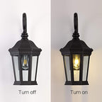 Exterior Light Fixtures, Outdoor Wall Light/Lantern, Large Outdoor Porch Light Fixtures Wall Mount in Matte Black Finish with Clear Glass, Aluminum Alloy, 60W