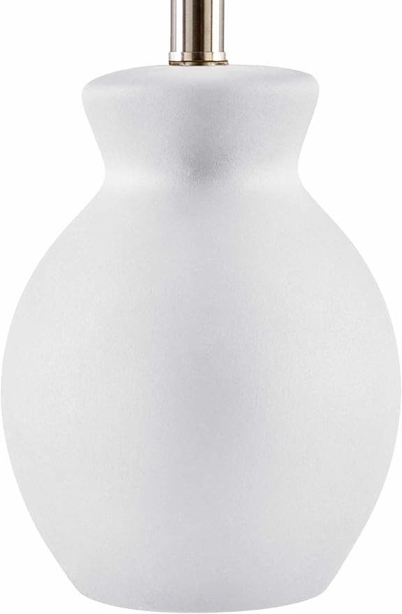 BoutiqueRugs Liliac Boho Ceramic Bedside Table Lamp for Bedroom Nightstand - End Side Lighting for Living Room - Shade Cotton - White - 15" H