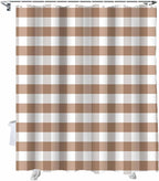 Vandarllin Rustic Brown White Buffalo Check Plaid Pattern Shower Curtain, Farmhouse Shower Curtains Set with Hooks, Waterproof Fabric Bathroom Curtains Decor Home Accessories,Stall 48 X 72 Inch
