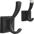 Black Towel Hooks, Coat Robe Hooks Bathroom Entryway Mudroom Pool Hooks for Wall Mount Hanging Towels Bathrobe Key Hat Backpack (2 Pack, Black)