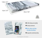 Natural White Marble Vanity Tray, 9.8"x5.9" Genuine Marble Stone Tray for Bathroom/Kitchen/Dresser (Arabescato)