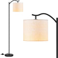 BoostArea Floor Lamp for Living Room,LED Arched Floor Lamps, Tall Modern Standing Lamp with Beige Linen Shade,Footswitch,Mid Century Floor Lamp for Bedrooms,Study Room,Office