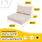 AAAAAcessories Outdoor Deep Seat Cushions, Waterproof, Fade-Resistant Patio Furniture Replacement Cushions, 23.5" x 25.5" x 5" + 23.5" x 13.5", Khaki Beige
