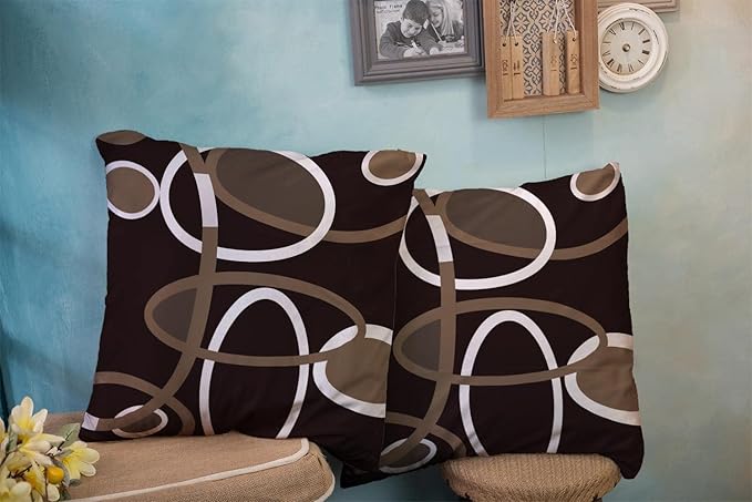 CAPSCEOLL Throw Pillow Cover Brown White Grey Geometric Circle Printing Pillowcase 20X20 Inch Set of 2 Home Decor Zipper Square Classic Style Pillowcase for Living Room