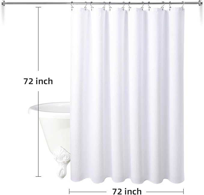 LaCyan 3 in 1 Waterproof Waffle Weave Shower Curtain and Clear Liner Set with 12 Stainless Steel Hooks Double Sided for Bathroom 72 Inches Heavy Duty Polyester Fabric Shower Curtains 72x72