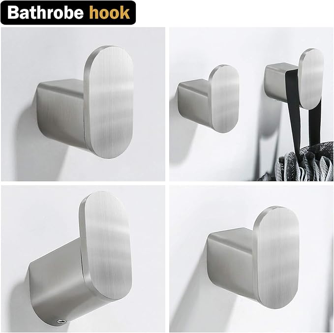 RANDOM Brushed Towel Hooks Bathroom Hardware Accessories Coat Hook 304 Stainless Steel Clothes Hook for Bath Kitchen Contemporary Hotel Style Wall Mounted 2 Pack. (Round, Brushed Steel).