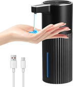 Automatic Soap Dispenser Touchless, USB Rechargeable Smart Hand Soap Dispenser, 4 Levels Adjustable, 13.5 oz/400 ml Wall Mounted for Bathroom, Kitchen (Thick Black)