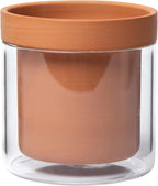 Phoenix Vine 4 Inch Self Watering Planter Pot, Terracotta Clay Pot with Glass Reservoir for Indoor Plants, Herbs, Flowers, Set of 1, 52-A-E-1