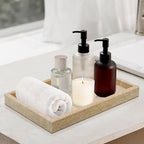 Travertine Tray,Bathroom Vanity Tray Non-Ceramic/Non-Resin,Marble Perfume Decorative Tray 12 x 8 inch (Travertine)