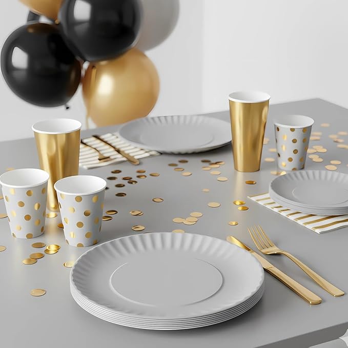 TP 6-Piece Melamine Plates Set, 10.5-Inch Reusable Dinner Plates for Picnic, Party, BBQ & Camping, Dishwasher Safe Lightweight Tableware, Grey