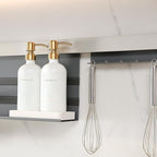 Gold Soap Dispenser Set, Glass Soap Dispenser with Stainless Steel Pump, Perfect for Modern Kitchen Counter Decor. (Gold)