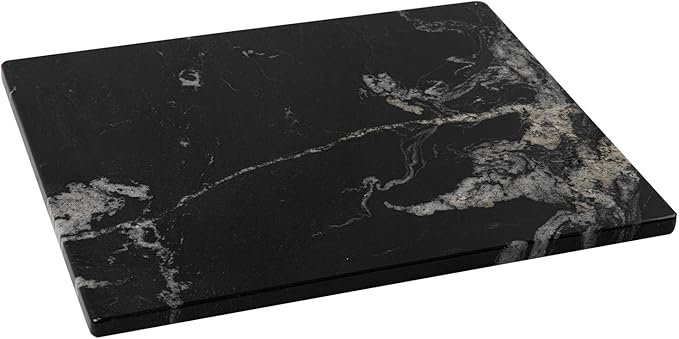 Black Marble Cutting Board For Kitchen, 16x20 Inch Large Marble Slab Pastry Board With Non-Slip Feet For Baking, Cheese, Charcuterie, Chocolate