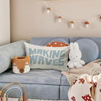 Blue Coastal Throw Pillow Cover 12x20, Blue Dorm Decor, Making Waves Coquette Decor for Girls Room Bedroom Sofa Couch