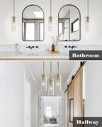 Gold Pendant Lights Kitchen Island 3 Packs, Blown Glass Pendant Light, Modern Glass Kitchen Pendant Light, Hanging Pendant Lights, Island Pendant Lights for Kitchen, Dining Living Bathroom