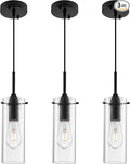 Black Pendant Lights Kitchen Island 3 Packs, Glass Pendant Light, Modern Clear Glass Pendant Light Fixture, Pendant Lights for Kitchen Island, Bedroom, Living Room, Bathroom